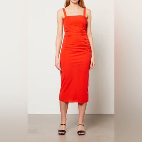 HELMUT LANG Twist Midi Dress in Poppy - Picture 1 of 10
